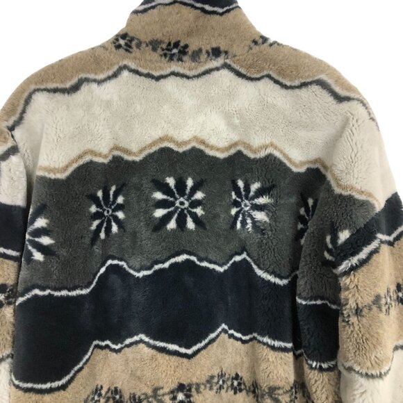 Vtg Skila Finland Faux Fur Coat 10 Nordic Floral Pattern Toggles Plush Neutral - Picture 5 of 11